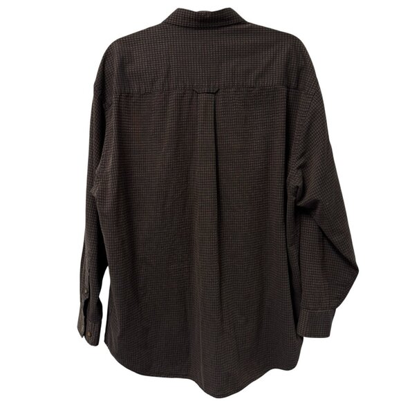 COTTON TRADERS BUTTON UP SHIRT BROWN BLACK CHECK LONG SLEEVE MENS XL FALL AUTUMN - Picture 2 of 9